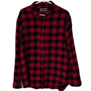 Men's Red and Black Flannel Plaid Shirt